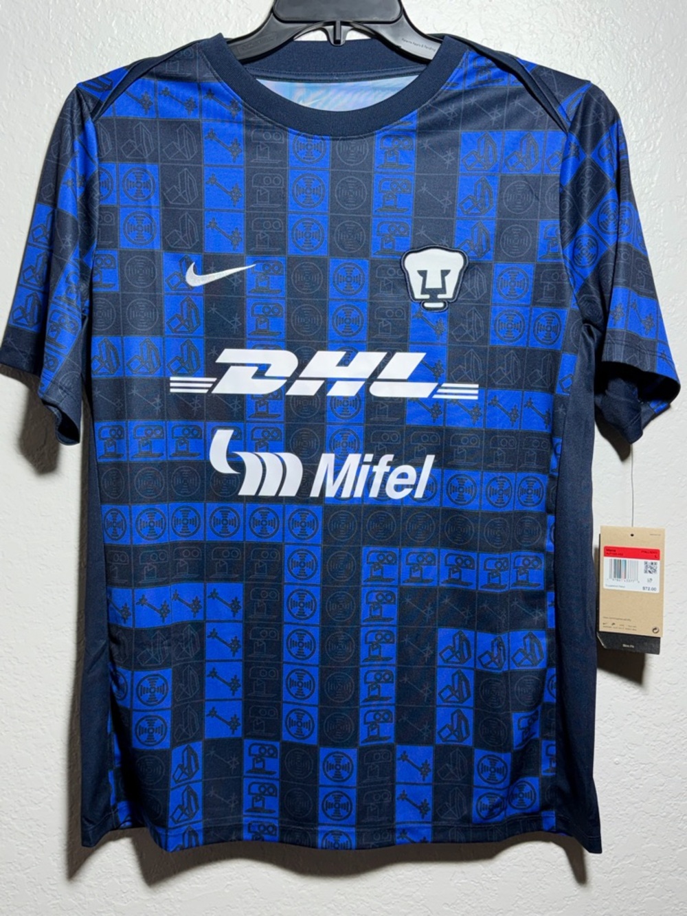 Nike Pumas UNAM Blue and Black Checkered Home Jersey